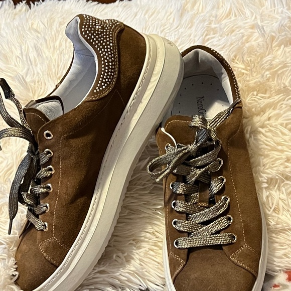 Nero Giardini Shoes - Nero Giardini Italian Chocolate Brown Leather Sneaker